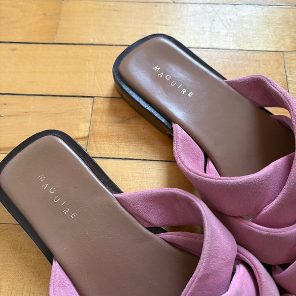 Maguire Sz 8 (38) Suede Braided Pink Slip On Sandals - Picture 6 of 7